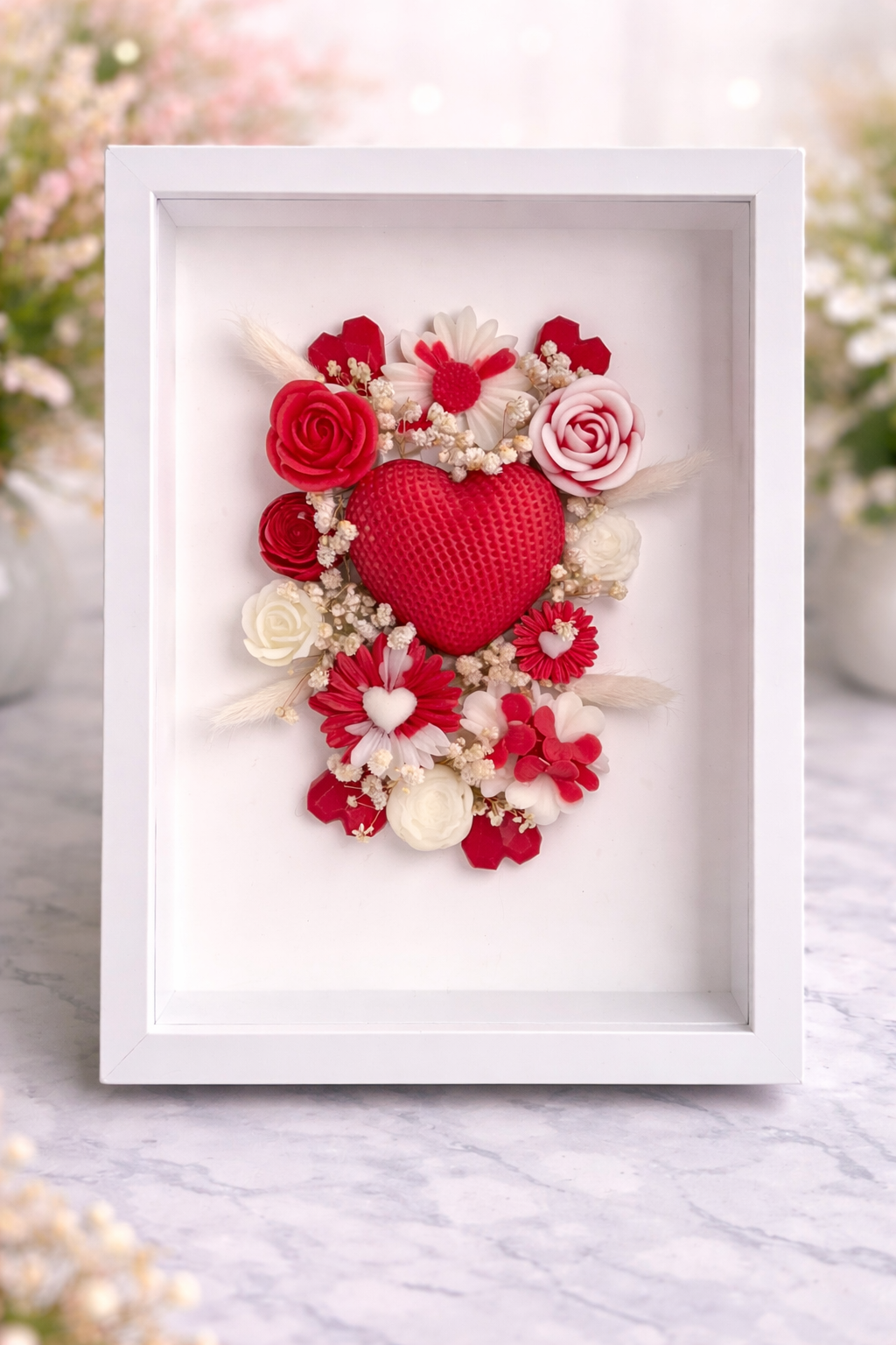 💞 Cadre Décoratif avec Roses en Bougie